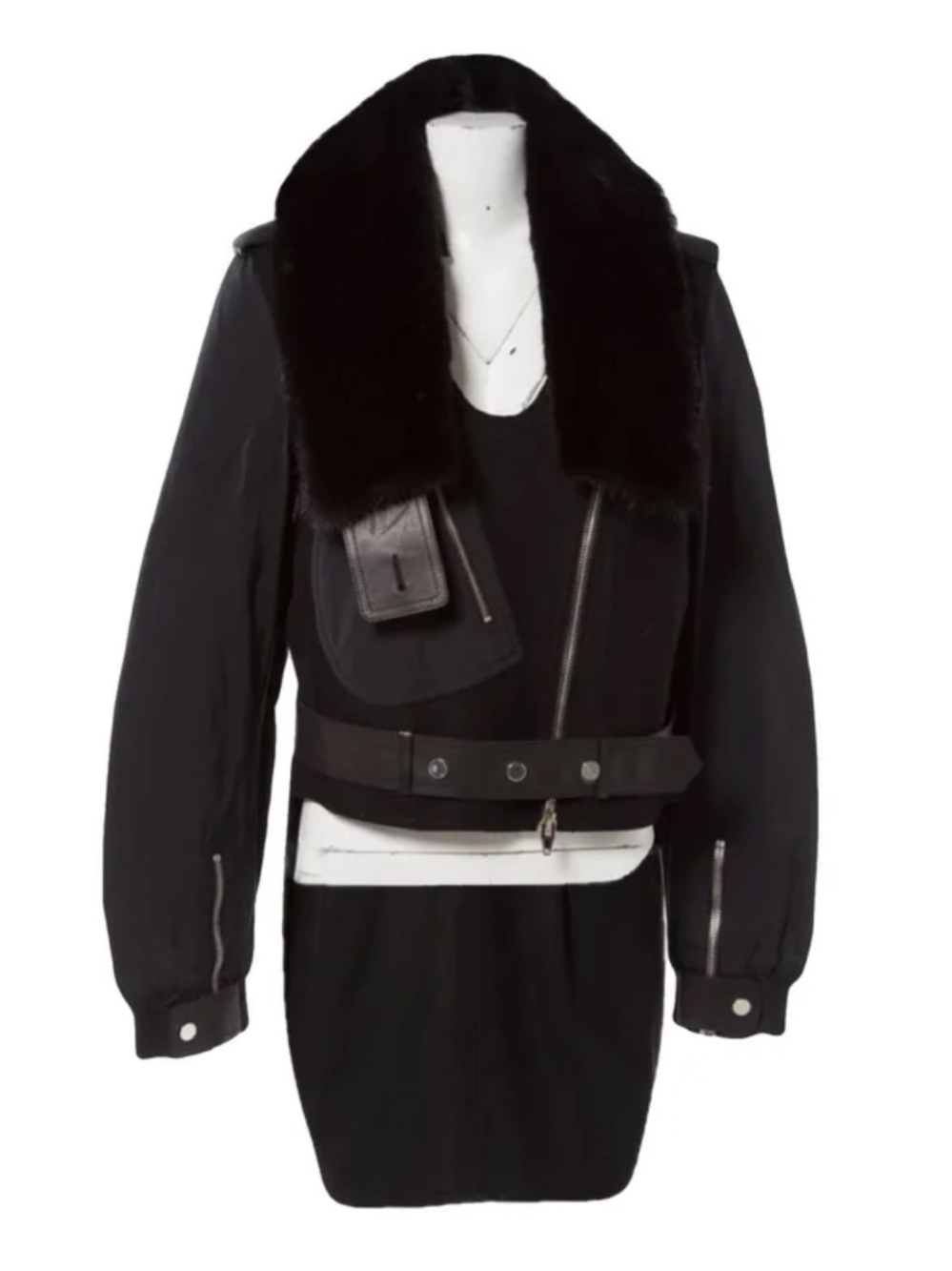 NWT Alexander Wang Coat with removable Mink Collar